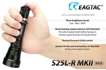 Image of EAGTAC S25L-R Base Flashlight, XHP35 HI CW LED, 1870lm, Black, Medium 4155