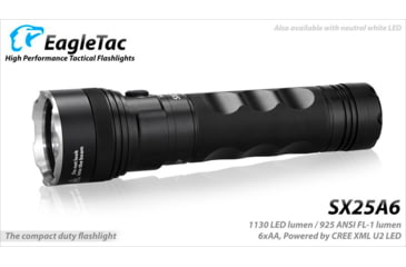 Image of EAGTAC SX25A6 Flashlight, XM-L2 CW U4 LED, 1494lm, Black, SX25A6-XML2-BASE-CW