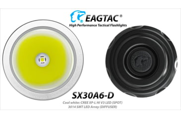 Image of EAGTAC SX30A6-D Flashlight, XPL HI CW w/ LEDarray LED, 1405lm w/ 1040lm, Black, SX30A6D-XPLHI-CW