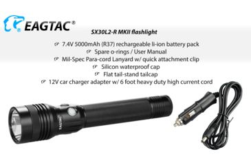 Image of EAGTAC SX30L2-R MK II Flashlight, XHP35 HD CW LED, 2000lm, Black, Medium 4135