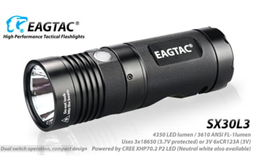 Image of EAGTAC SX30L3 Flashlight, XHP70.2 CW LED, 4350lm, Black, SX30L3-XHP702-REG-CW