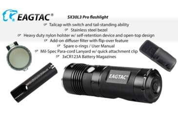 Image of EAGTAC SX30L3 Pro Flashlight, XHP70.2 CW LED, 4350lm, Black, SX30L3-XHP702-PRO-CW
