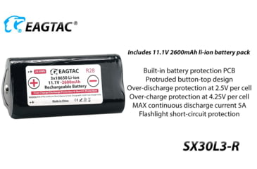 Image of EAGTAC SX30L3-R Flashlight, XHP70.2 CW LED, 4850lm, Black, SX30L3R-XHP702-REG-CW