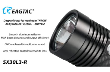 Image of EAGTAC SX30L3-R Flashlight, XHP70.2 CW LED, 4850lm, Black, SX30L3R-XHP702-REG-CW