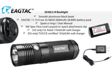 Image of EAGTAC SX30L3-R Flashlight, XHP70.2 CW LED, 4850lm, Black, SX30L3R-XHP702-REG-CW