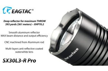 Image of EAGTAC SX30L3-R Pro Flashlight, XHP70.2 CW LED, 4850lm, Black, SX30L3R-XHP702-PRO-CW