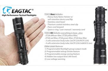 Image of Eagtac T25C2 XPLHI 1148 Lumen Tactical Flashlight, Black, Medium, T25C2XPLHI