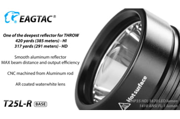 Image of EAGTAC T25L-R Base Flashlight, XHP35 HI NW LED, 1750lm, Black, T25LR-XHP35-HI-BASE-NW