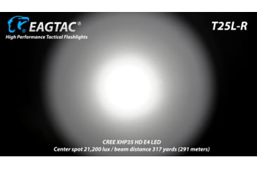 Image of EAGTAC T25L-R Base Flashlight, XHP35 HI NW LED, 1750lm, Black, T25LR-XHP35-HI-BASE-NW