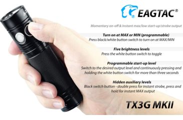 Image of EAGTAC TX3G MKII Base Flashlight, XHP70.2 CW LED, 3550lm, Black, Medium 4269