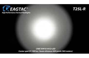 Image of Eagtac USB Rechargeable T25LR XHP35 HI 385 Meter Tactical Flashlight Base, Black, Medium, T25LRHI