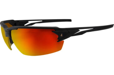 Image of Edge Eyewear Pumori - Matte Black Frame / Aqua Precision Red Mirror Lenses, Black Frame, XPAP419