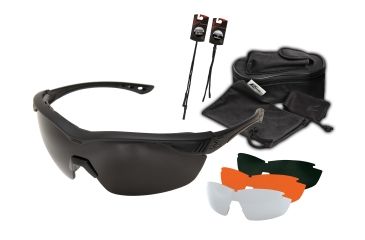 Image of Edge Tactical Overlord Safety Glasses, Black Frame, 4-Lens Kit - Polarized Smoke, Clear, Tiger's Eye, G-15 Lenses - HO611