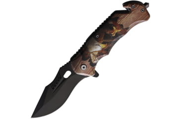 Image of ElitEdge Eagle Black A/O Folding Knife, 5in Closed, 3.75in, Black Stainless Blade, Synthetic Handle, 10-967WEA