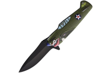 Image of ElitEdge Fighter Plane A/O Folding Knife, 4.88in Closed, 3.5in, Black Finish Stainless Blade, Synthetic Handle, 10-A85GN