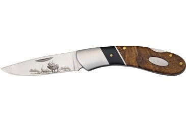 Image of Elk Ridge Elk Lockback Folding Knife,StainlessDrop Point, Burl Wood Handle ER072D