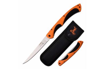 Image of Elk Ridge ER-935F Manual Folding Knife, 5.75in, 3CR13 Stainless Steel, Fillet, Satin Blade, Nylon Fiber Handle, Orange/Black, ER-935F