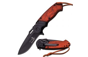 Image of Elk Ridge Folding Blade, 3.5in, Stainless Steel Blade, Brown Pakkawood Handle ER-A003BW
