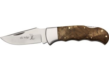 Image of Elk Ridge Lockback Folding Knife, 3in, Stainless Blade, Burl Wood Handle ER138