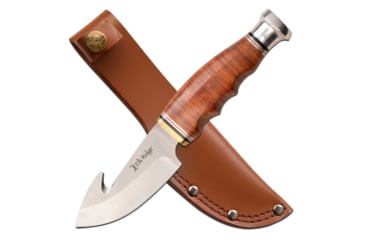Image of Elk Ridge Outskirt Fixed Blade Gut Hook Knife, 8Cr13 Stainless Steel, Drop Point, Brown, ER-200-29LBR