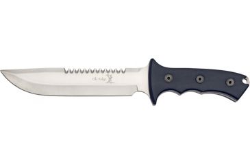 Image of Elk Ridge Sawback Hunter Fixed Blade Knife, 7.375in, Stainless Sawback Blade, Black Composition Onlay Handle ER082