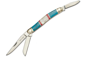 Image of Elk Ridge Small Stockman MOP/Stone Folding Knife, Mirror finish stainless clip, sheepsfoot, and spey, MOP and stone handle, ER-953BMOP