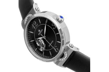 Image of Empress Alouette Automatic Semi-Skeleton Leather-Band Watch, Black - Womens, EMPEM3404