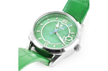 Image of Empress Messalina MOP Leather-Band Watch w/Date, Green, EMPEM2402