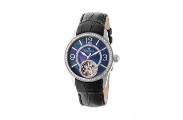 Image of Empress Valois Automatic Mother-Of-Pearl Semi-Skeleton Dial Leather-Band Watch, Silver/Black, Standard EMPEM1302