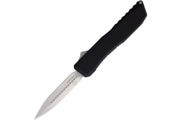 Image of EOS Auto Harpoon OTF Automatic Folding Knife, 3.75in, MagnaCut Steel, Satin Dagger Blade, Black DLC Aluminum Handle, AUTO BLACK AND SATIN DAGGER