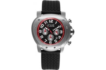 Image of Equipe E203 Grille Mens Watch - Black Strap, Silver Case, Silver/Red Dial