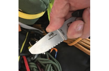 Image of Esee Imlay Rescue Folding Knife, 2.25in Stonewash Partially Serrated 440C SS Blade, One-Piece Construction, Finger Ring, Sheath Includes Retention Strap, Black Nylon Sheath, IMLAY