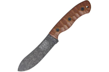 Image of Esee JG5 Knife, 9.63in Overall, 4.75in Black Oxide Coated 1095Hc Steel Blade, Brown Sculpted Micarta Handle, Brown Leather Sheath, ESJG5