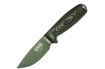 Image of Esee Model 3 3D Fixed Blade OD Knife, 3.88 OD green powder coated 1095HC steel blade, Black and OD green 3D machined G10 handle, 3PMOD-003