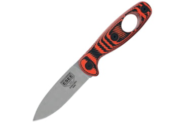 Image of Esee Xancudo Fixed Blade S35V Org Knife, Carabiner hole in handle, 3 stonewash finish S35VN stainless blade, Black and orange 3D machined G10 handle, XAN1-006
