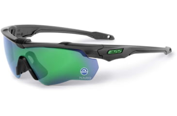 Image of ESS Waterman CrossBladeNARO Sunglasses, Carbon Gray Frame, Polarized Mirrored Green Lens, Medium/Small, EE9034-20