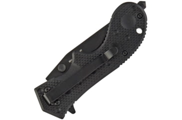 Image of ETE Wortac Linerlock A/O Folding Knife, 4.5in Closed, 3in Black Titanium Finish Partially Serrated D2 Tool Steel Modified Clip Point Blade, Black G10 Handle, 4.6Oz, Designed By Kelly Worden, ETEK1603