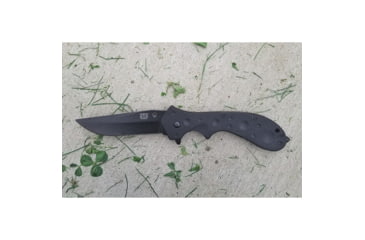 Image of ETE Wortac Linerlock A/O Folding Knife, 6in Closed, 4in Black Titanium Finish D2 Tool Steel Modified Clip Point Blade, Black G10 Handle, 7.8Oz, Designed By Kelly Worden, ETEK1600