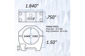 Image of Evolution Gun Works Keystone Series 34mm Tube 1.50in High Ring Set, Black, 62202