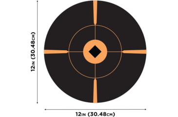 Image of EZ-Aim Adhesive Paper Splash Shooting Targets, Crosshair Bullseye, 12-Pack, Black/Orange, 12 in x 12 in, 15376