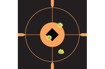 Image of EZ-Aim Adhesive Paper Splash Shooting Targets, Crosshair Bullseye, 12-Pack, Black/Orange, 12 in x 12 in, 15376