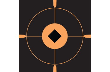 Image of EZ-Aim Adhesive Paper Splash Shooting Targets, Crosshair Bullseye, 12-Pack, Black/Orange, 12 in x 12 in, 15376
