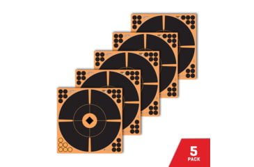 Image of EZ-Aim Adhesive Paper Splash Shooting Targets, Crosshair Bullseye, 12-Pack, Black/Orange, 12 in x 12 in, 15376