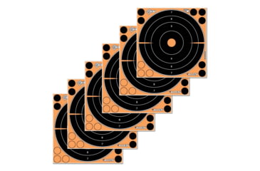 Image of EZ-Aim Adhesive Splash Bullseye Target, 6 Pack, Orange, 8X8, 15316