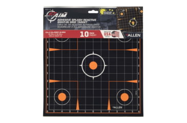 Image of EZ-Aim Allen Reactive Sight Grid Paper Shooting Target, 12x12in, 10-Pack, Black/Orange, 15314-10