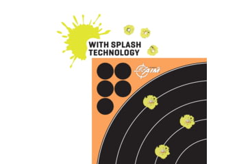 Image of EZ-Aim Allen Splash Reactive Adhesive Paper Bullseye Shooting Targets, 12x12in, 10-Pack, Black/Orange, 15317-10
