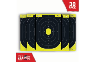 Image of EZ-Aim Allen Splash Reactive Target IPSC Silhouette Paper Hanging, 12.50 x 18.25in, 8 Pack, Chartreuse/Black, 15372-30