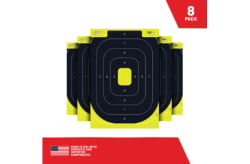Image of EZ-Aim Non-Adhesive Paper Splash Shooting Targets, IPSC Silhouette, 8-Pack, Black/Chartreuse, 12 in x 18 in, 15372