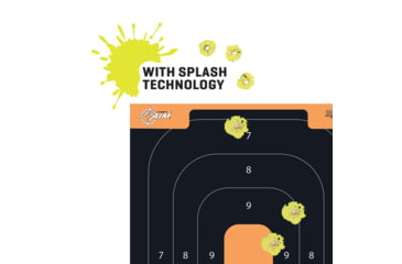 Image of EZ-Aim Splash Reactive Adhesive Paper Shooting Targets, Handgun Trainer, 12.5inW x 18.25inH, 5-Targets Per Pack, Black/Orange, 15501