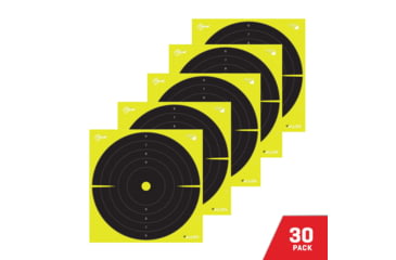Image of EZ-Aim Splash Reactive Paper Shooting Targets, Bullseye, Peel Away Target Pad, 12.5in Square, 30-Pack, Black/Chartreuse, 15214-30